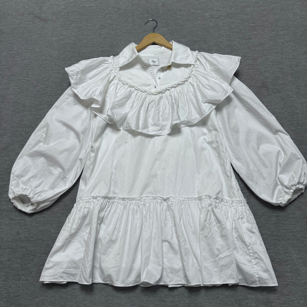 Aje Dahlia Flounce Twist Belted Mini Dress Cotton size US 8 - Picture 7 of 15